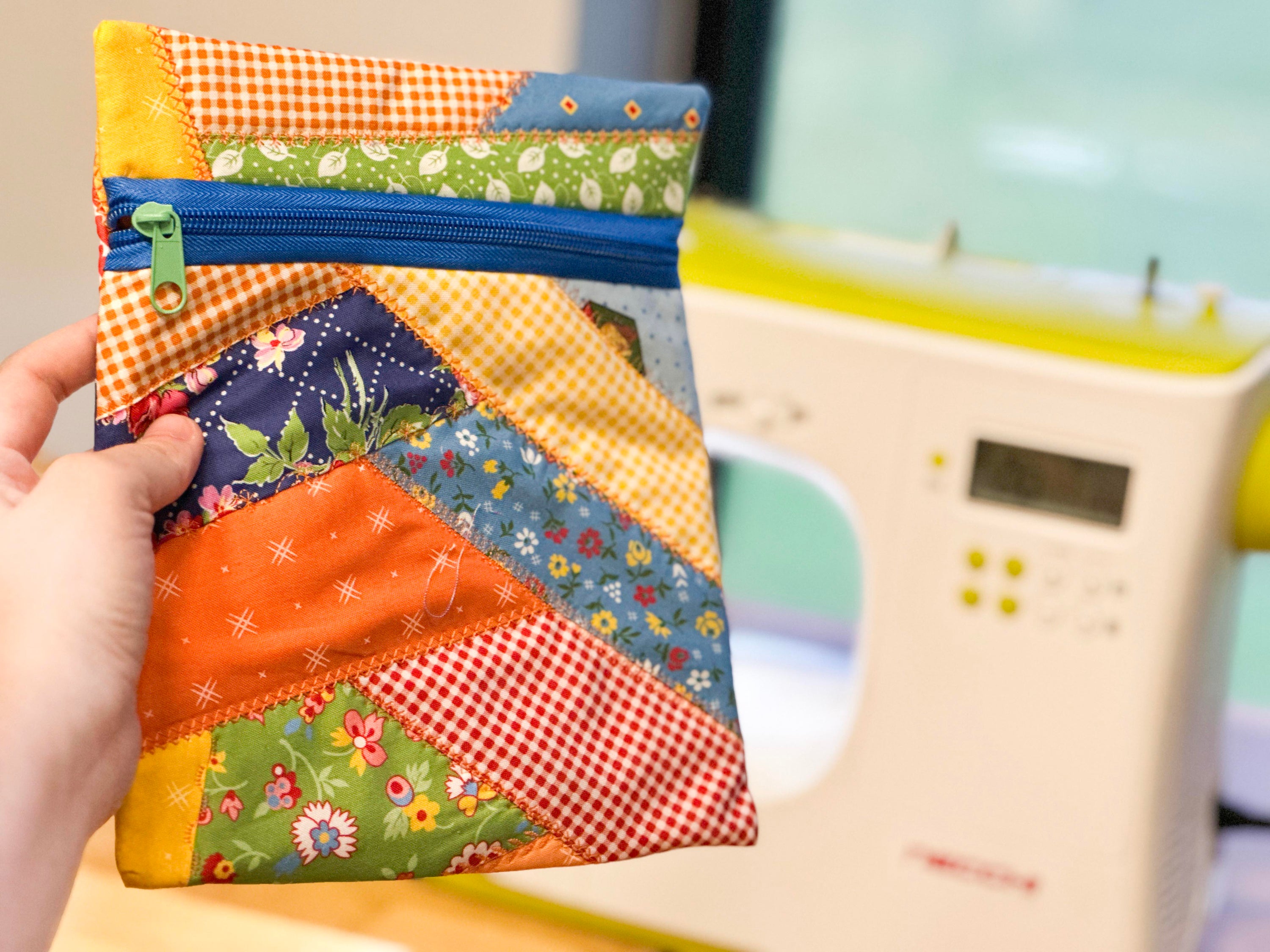 Easy Quilted Zipper Pouch Tutorial | Turn a Crazy Quilt Block into a Pouch with JunkGal63 Studio