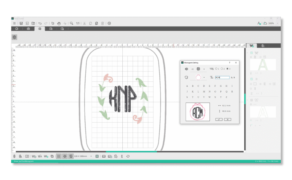 Artist Toolkit Monogram embroidery creation